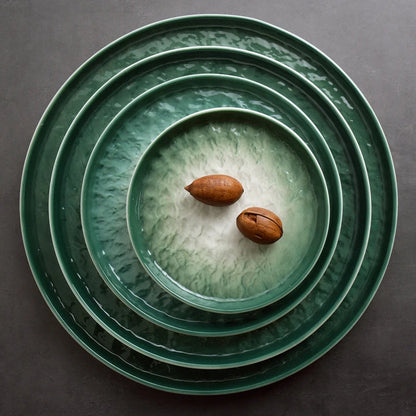 Assiette en céramique dégradée – Vert émeraude