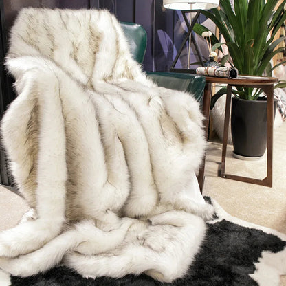Plaid en fausse fourrure de renard