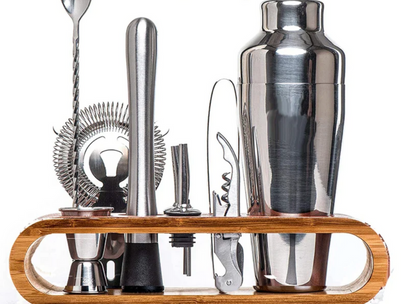 Set de Bar Métallique Luxe – L’art du cocktail à portée de main (10 pièces)
